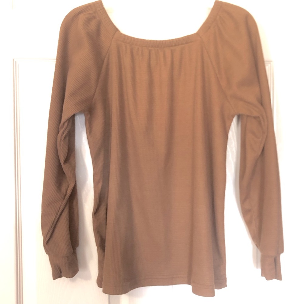 Camel square neck top